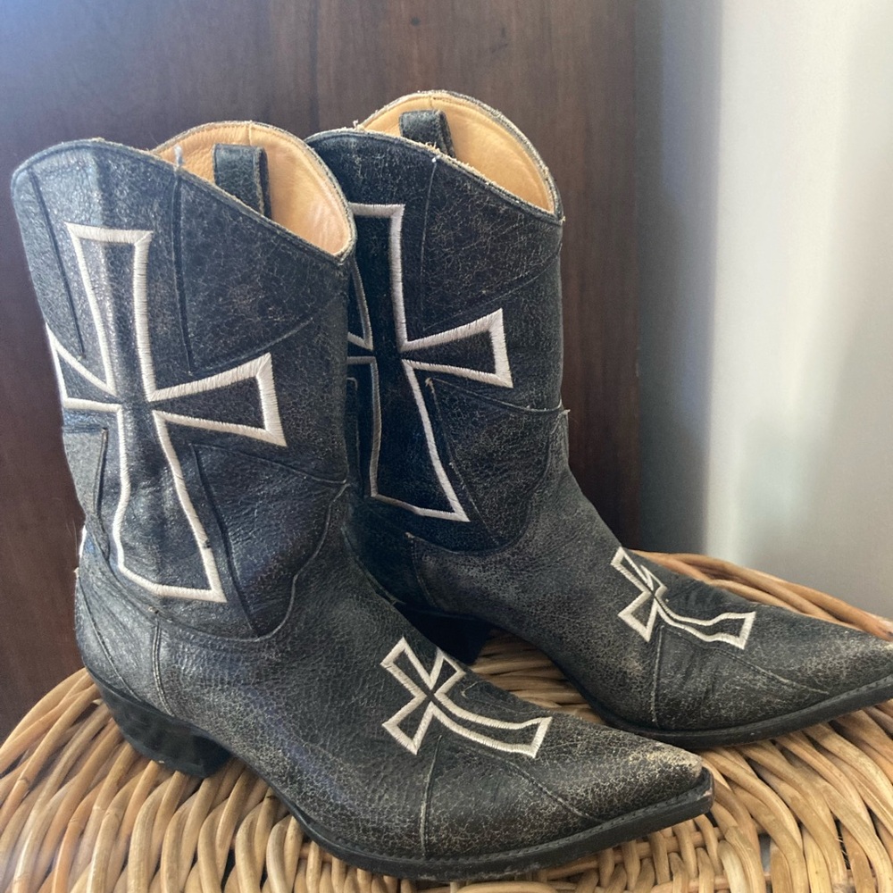 Old Gringo Black and White Ankle Boots 0@Old Gringo Camelot boots